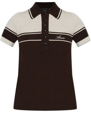 Amiri Woll-Poloshirt Mit Besticktem Logo - Schwarz