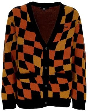 Vans Karierte Strickjacke Schwarz/Ingwer - Orange