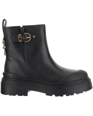 Pinko Mia 21 Leather Ankle Boots - Black