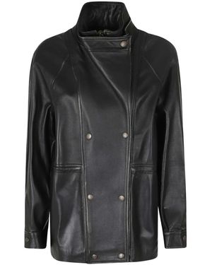 Semicouture Jassen ,Zwart ,Leer Alanis Jacket