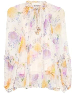 Zimmermann Overhemden ,Veelkleurig ,Linnen Luna Ruffle Billow Blouse - Roze