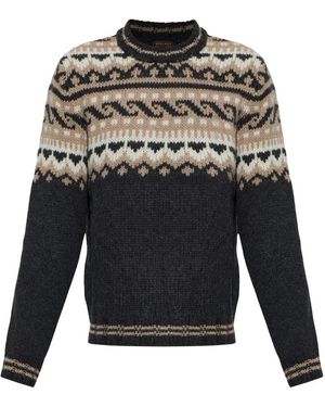 Woolrich Truien & Vesten ,Bruin ,Wol Wollen Trui Met Ronde Hals - Grijs
