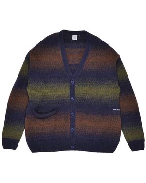 Pop Trading Co. Gestreifter strick-cardigan - Blau