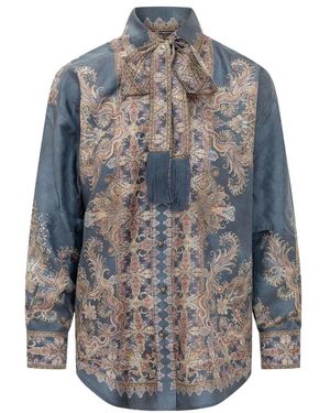 Zimmermann Overhemden ,Veelkleurig ,Valiant Relaxed Shirt - Blauw