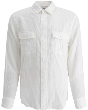 Vince Witte Linnen Utility Shirt Voor Mannen