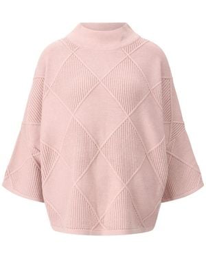 Joseph Ribkoff Geruite Oversized Sweater Met Turtleneck - Roze