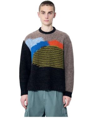 Brain Dead Grafischer jacquard-strickpullover - Schwarz