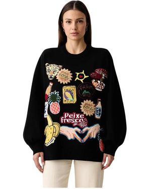 FARM Rio Strickpullover Mit Rundhalsausschnitt - Schwarz