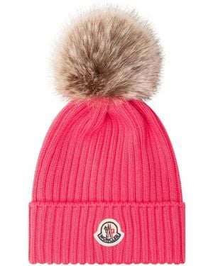 Moncler Ribbed Knit Muts - Roze