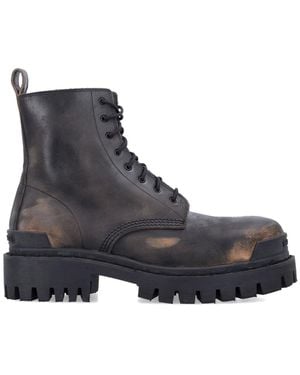 Balenciaga Schwarze/Braune Geschlossene Schnürstiefel