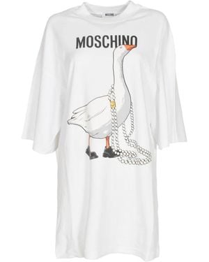 Moschino Tops ,Wit ,Katoen Goose Heavy Cotton Dress