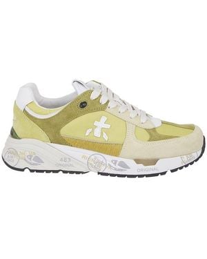 Premiata Weiße Technische Stoff- Und Wildledersneaker - Grün