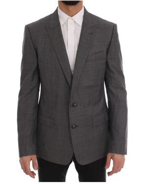 Dolce & Gabbana Dolce Gabbana Grey Wool Martini Slim Blazer - Black