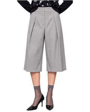 Kocca Geklede Culottes Met Voorkant Plooien - Grijs