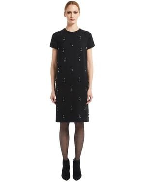 Max Mara Kleedjes ,Zwart ,Tuniekjurk Met Versierde Stenen