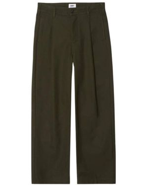 Obey Broeken ,Groen ,Polyester Geplooide Broek Rechte Pijp Jurk
