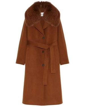 Yves Salomon Belted Coats - Brown