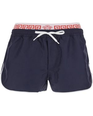 Versace Zwemshorts Met Dubbele Tailleband - Blauw