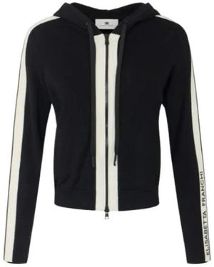 Elisabetta Franchi Hoodies & Sweatvesten ,Zwart ,Mk 15S66E2685 Tricot Jersey Ritssluiting