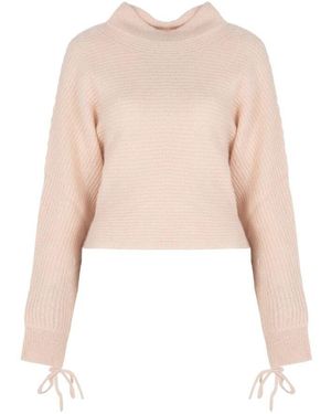 Patrizia Pepe Eleganter rippstrickpullover mit bindemanschetten - Pink