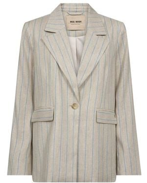Mos Mosh Eleganter Blazer Mit Breitem Kragen - Grau