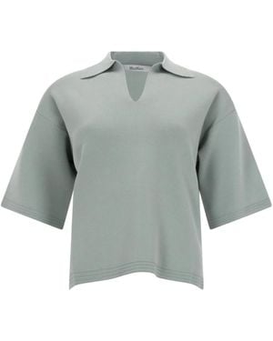 Max Mara Tops ,Groen ,T-Shirt Met V-Hals - Grijs