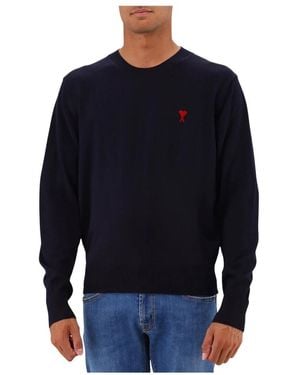 Ami Paris Round-Neck Knitwear - Bleu