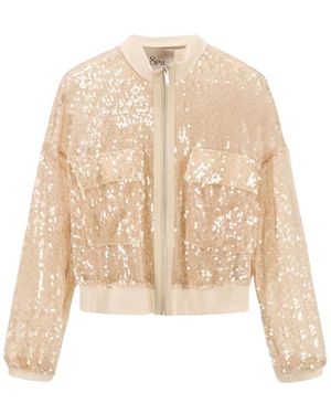 8pm Jassen ,Pailletten Bologna Bomber Jacket - Naturel