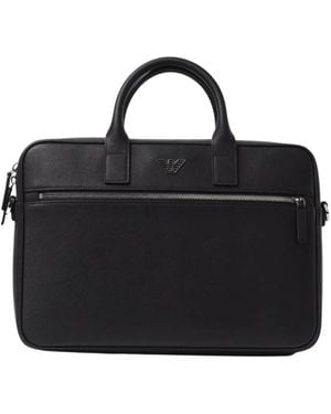 Emporio Armani Tassen ,Zwart ,Regenerated Saffiano Leather Business Bag