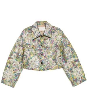 Dries Van Noten Jassen ,Veelkleurig ,Katoen Vondero Versierde Jas - Groen