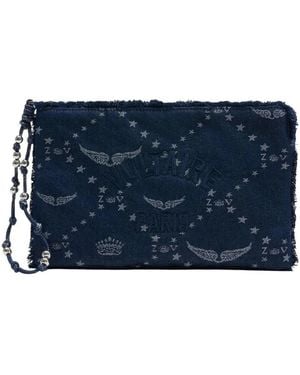 Zadig & Voltaire Angel Monogram Denim Pochette - Blau
