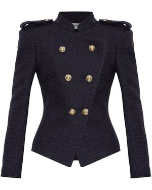 Balmain Tweedjacke Mit Aufgenähten Revers - Blau
