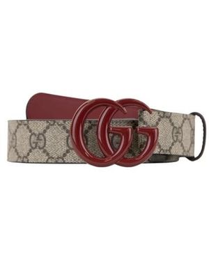 Gucci Leren Riem Met Logo Gesp - Bruin