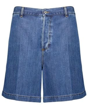 Valentino Garavani Blauwe Denim Bermuda Shorts Met Metalen V-Detail