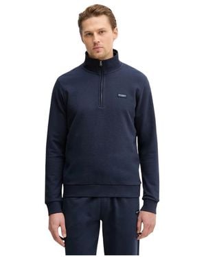 Hackett Hoodies & Sweatvesten ,Blauw ,Katoen Quarter Zip Sweatshirt