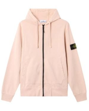 Stone Island Hoodies & Sweatvesten ,Roze ,Katoen Zip-Through Hoodie