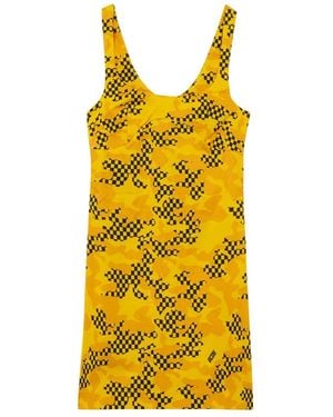 Gcds Camo Checked Jersey Kleid - Gelb