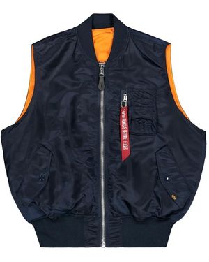 Alpha Industries Jassen ,Zwart ,Nylon Ma-1 Heritage Vest - Blauw