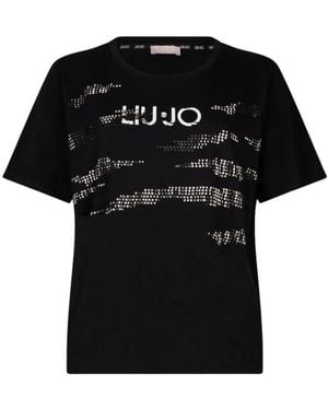 Liu Jo Tops ,Zwart ,Katoen Ecs Moda M/C T-Shirt
