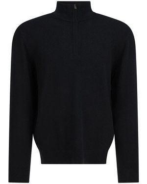 Vince Mock Neck Zip Sweater - Schwarz