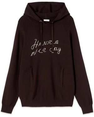 Oltre Hoodies & Sweatvesten ,Bruin ,Polyester Hooded Sweater Met Juwelborduurwerk - Zwart