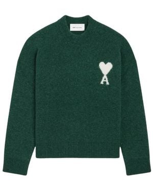 Ami Paris Round-Neck Knitwear - Verde