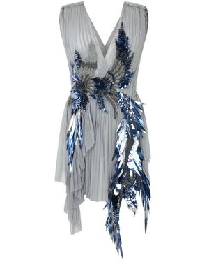 Alberta Ferretti Kleedjes ,Grijs ,Pailletten Mini Jurk - Blauw