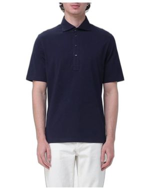 Brunello Cucinelli Tops ,Blauw ,Katoen Polo Van Katoenjersey