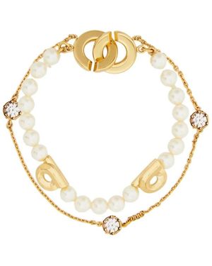 Ferragamo Accessoires ,Gancini Parelarmband Met Diamantaccent - Metallic