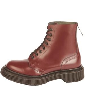 Adieu Schoenen ,Rood ,Leer Bordeaux Veterschoen Hoge Laars - Bruin