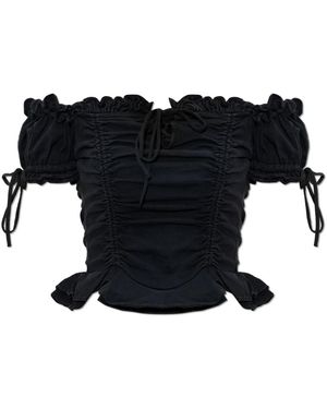 Balenciaga Gathered Cropped Top - Zwart
