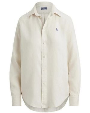 Ralph Lauren Overhemden ,Linnen Klassiekvallend Linnen Shirt - Wit