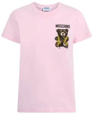 Moschino Teddy Bear Katoenen Jersey T-Shirt - Roze