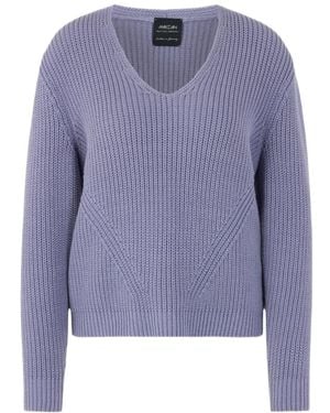 Marc Cain Paarse V-Hals Gebreide Pullover Sweater - Blauw
